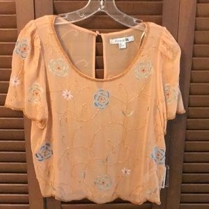 | NWT Forever 21 Beaded Floral Top - L